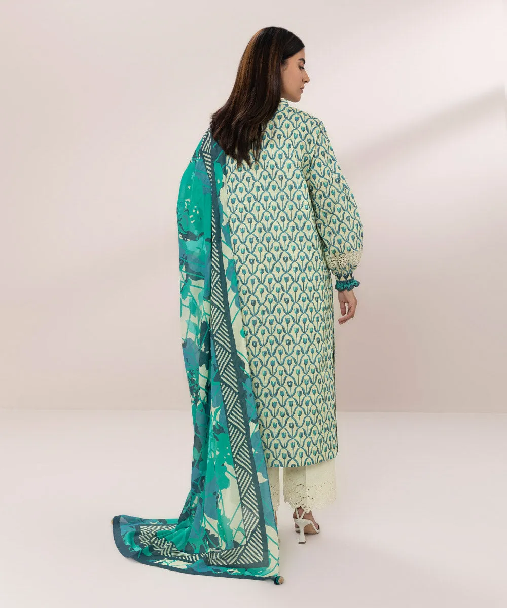 2 Piece - Printed Zari Lawn Suit