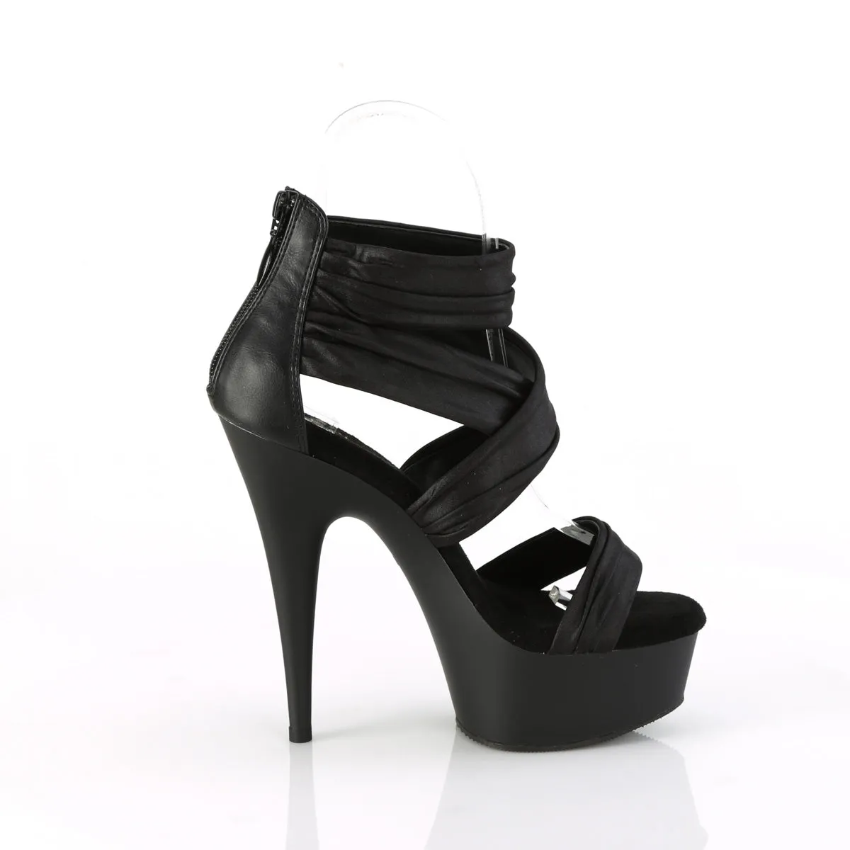 6 Inch Heel DELIGHT-620 Black Pu Fabric