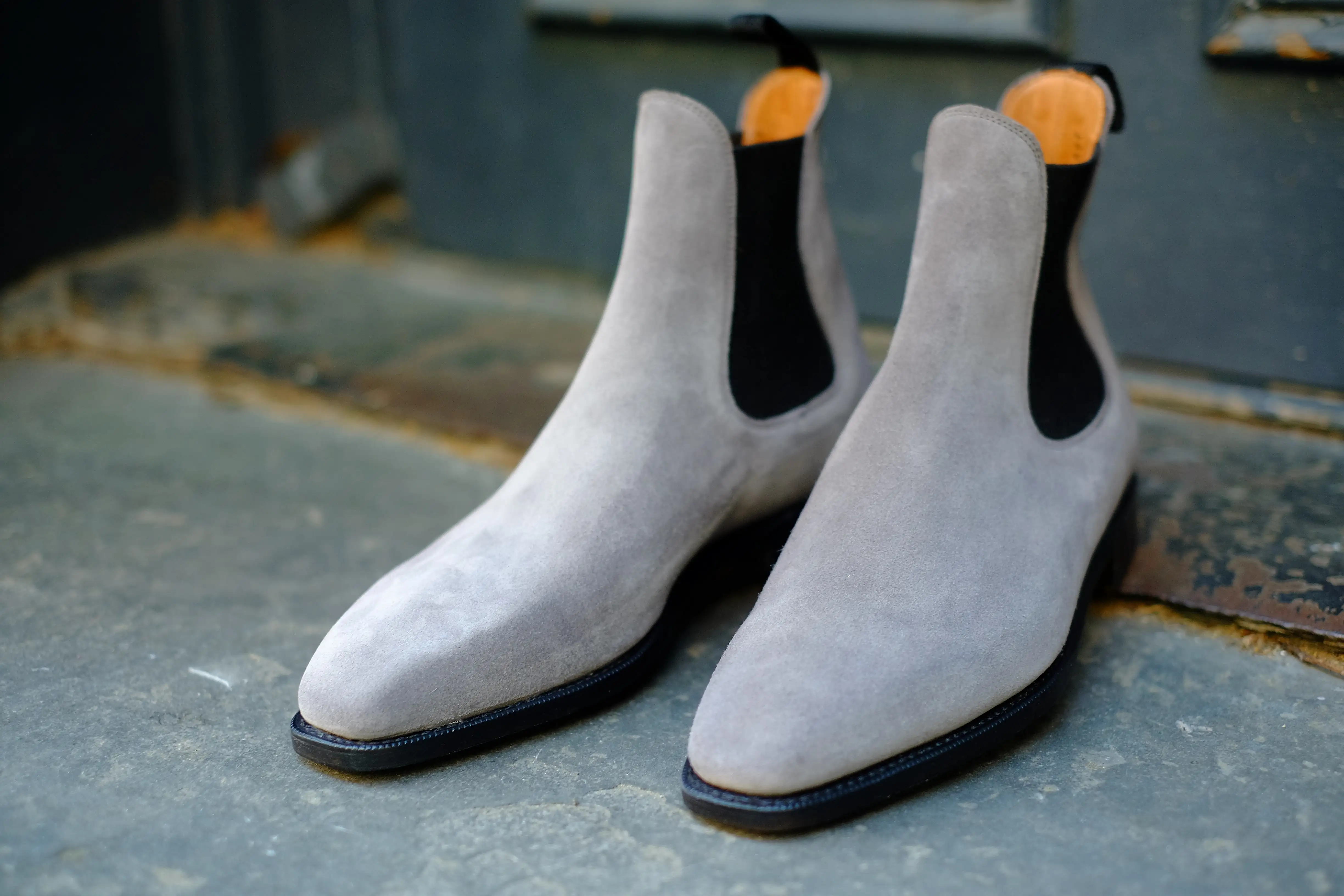 Alki - MTO - Light Grey Suede (Shingle) / Black Gore - MGF Last - Single Leather Sole