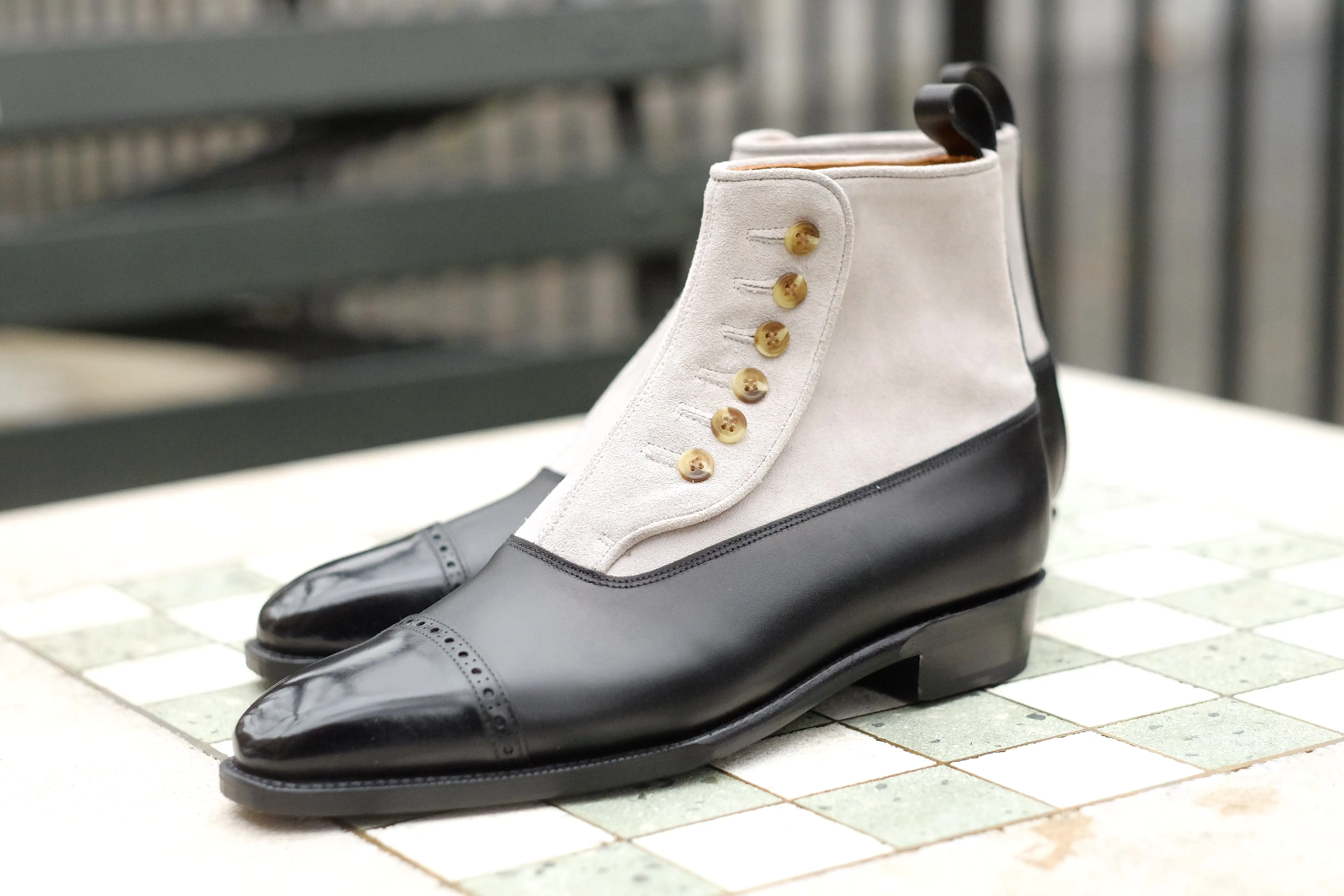 Ascot - MTO - Black Calf / Pearl Grey Suede - MGF Last - Single Leather Sole