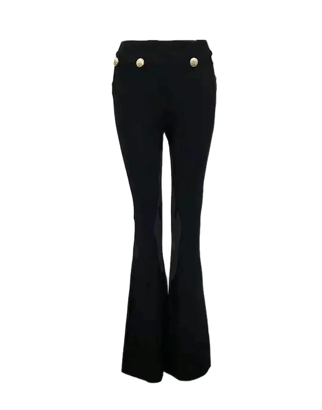 Bandage Gold Buttoned Flared Pants In Black