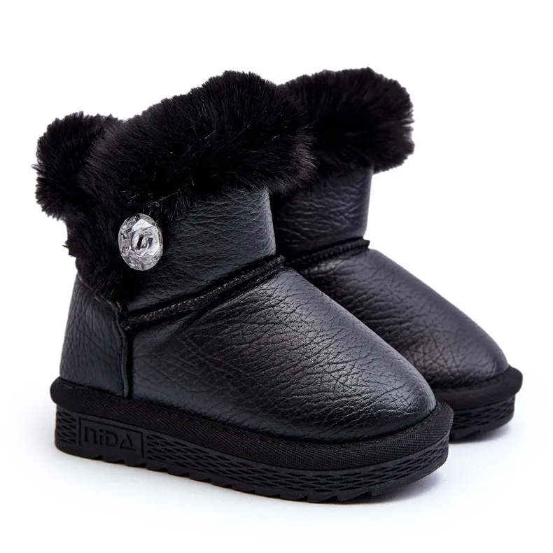 Black Bessie Insulated Snow Boots With Fur