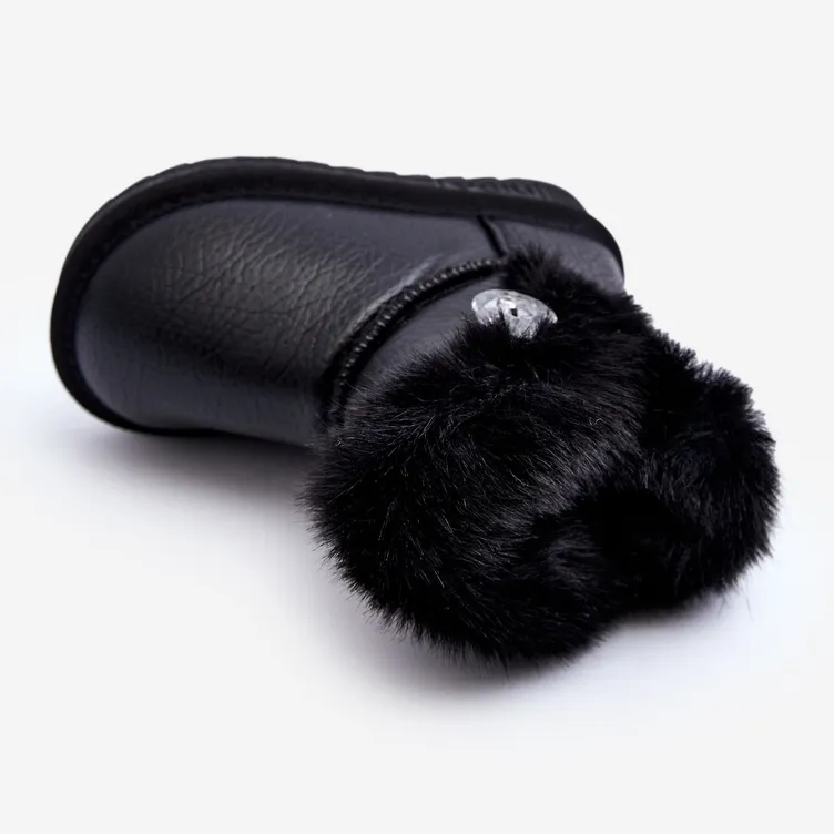 Black Bessie Insulated Snow Boots With Fur