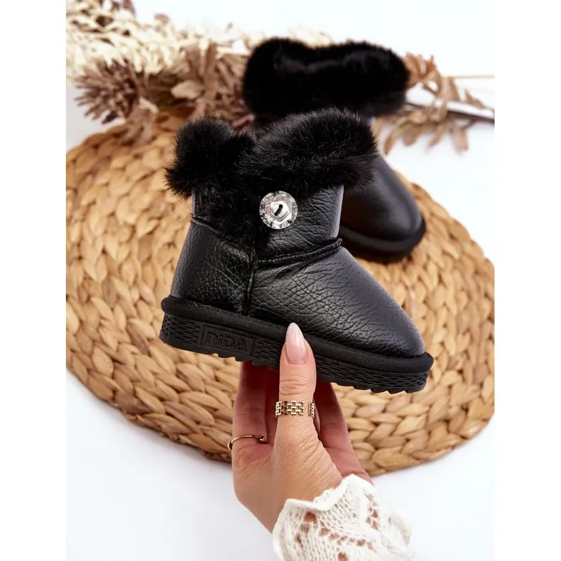 Black Bessie Insulated Snow Boots With Fur