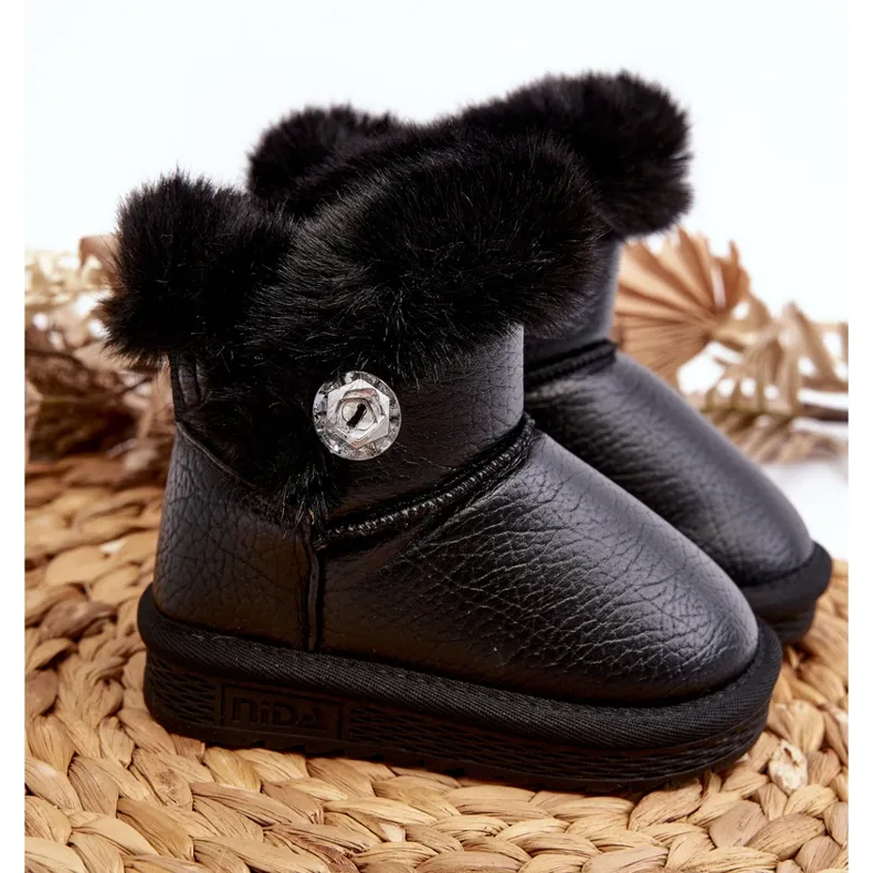 Black Bessie Insulated Snow Boots With Fur