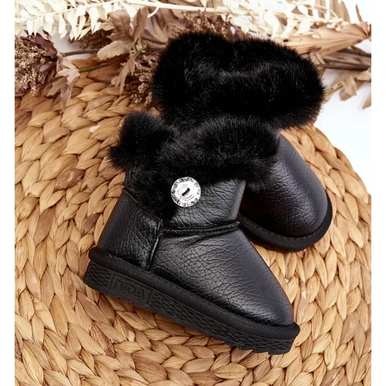 Black Bessie Insulated Snow Boots With Fur