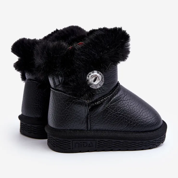 Black Bessie Insulated Snow Boots With Fur