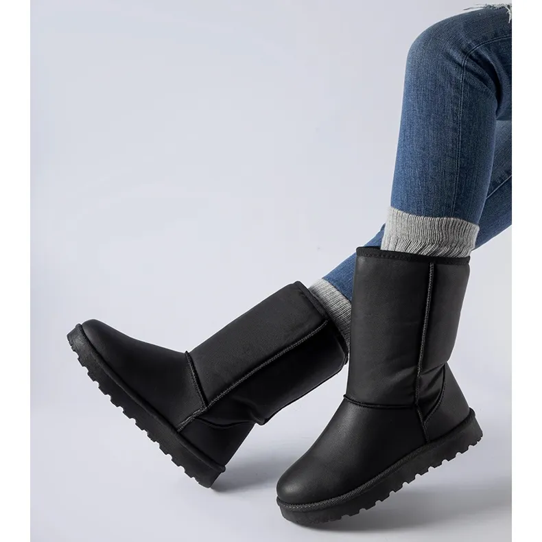 Black classic Bobby eco-leather snow boots