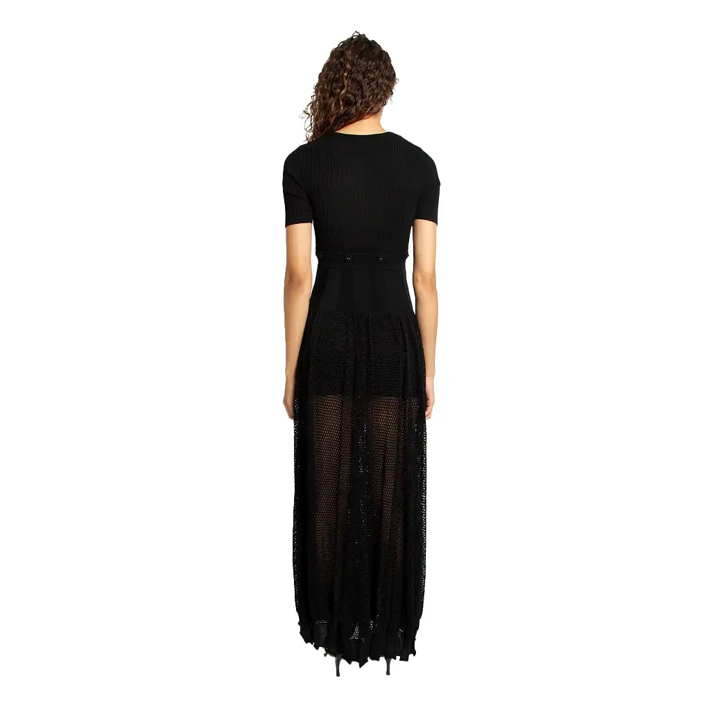 Christopher Esber Deconstruct Black Cocoon Mesh Tee Dress