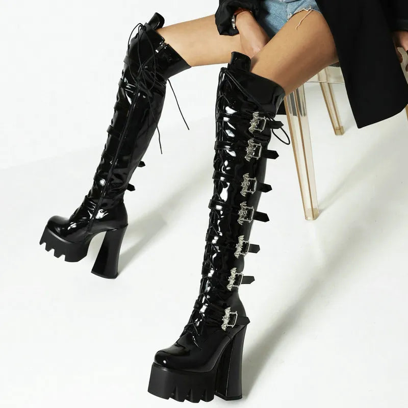 Chunky Heel Platform Super High Over The Knee Gothic High Boots