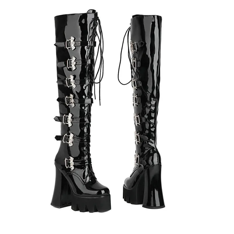 Chunky Heel Platform Super High Over The Knee Gothic High Boots