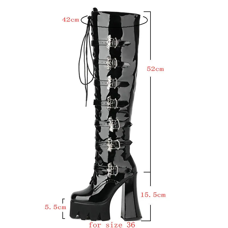 Chunky Heel Platform Super High Over The Knee Gothic High Boots