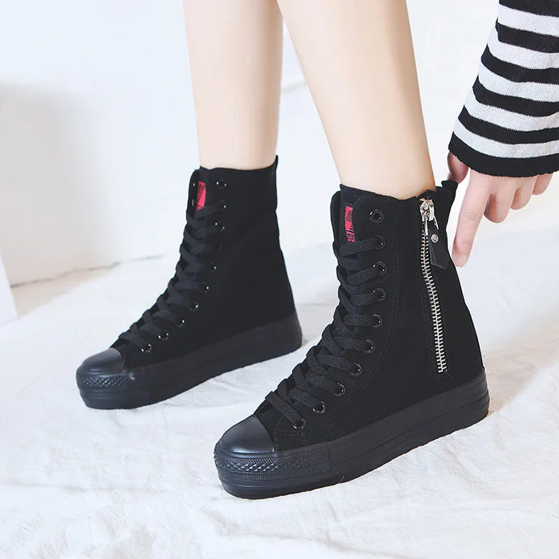 Classic Canvas Sneakers with Metal Decoration for Women - Perfect for Alternative Style