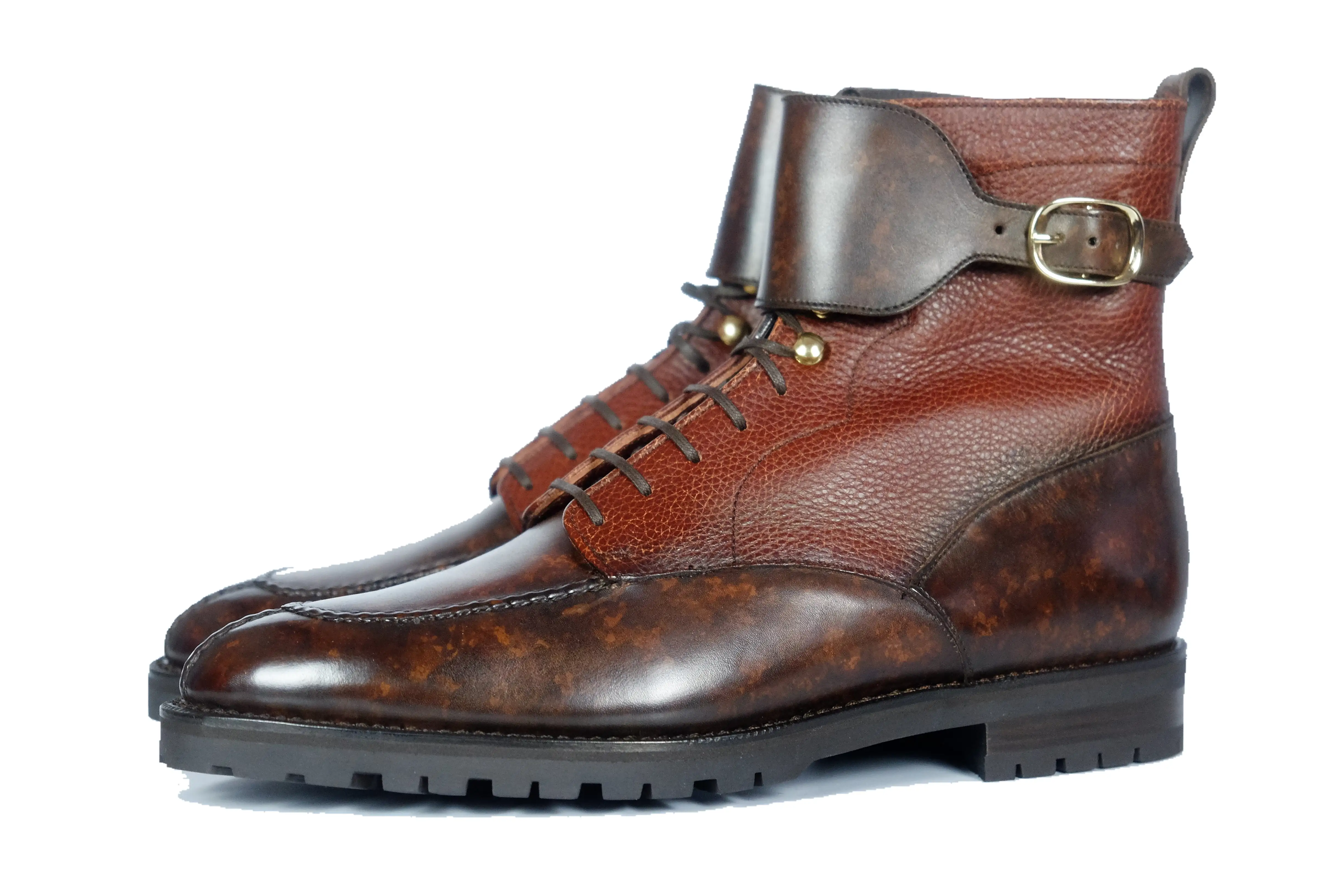 Colville - MTO - Dark Brown Marble Patina / Chestnut Soft Hatch Grain - TMG Last - Commando Sole