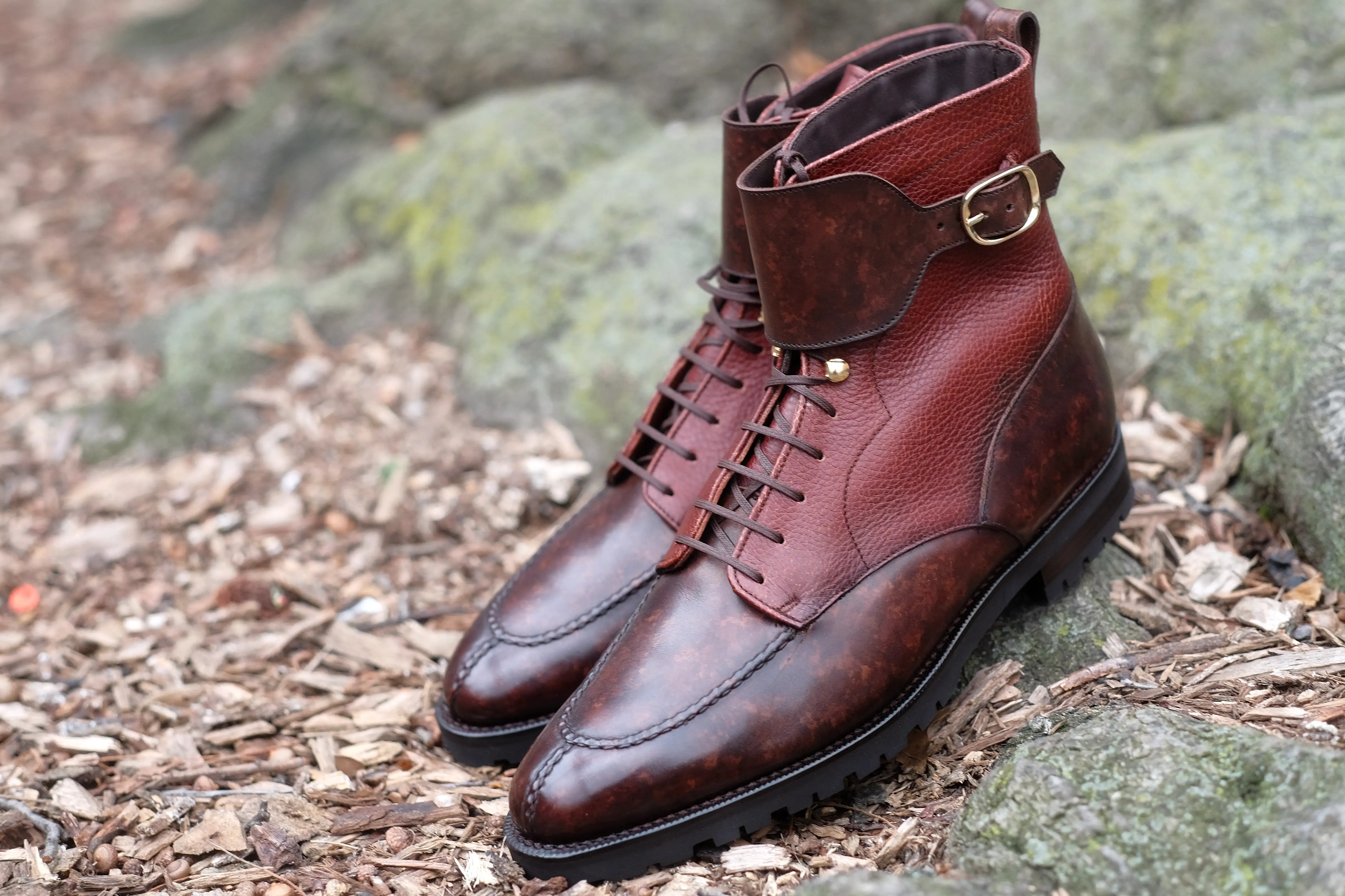 Colville - MTO - Dark Brown Marble Patina / Chestnut Soft Hatch Grain - TMG Last - Commando Sole