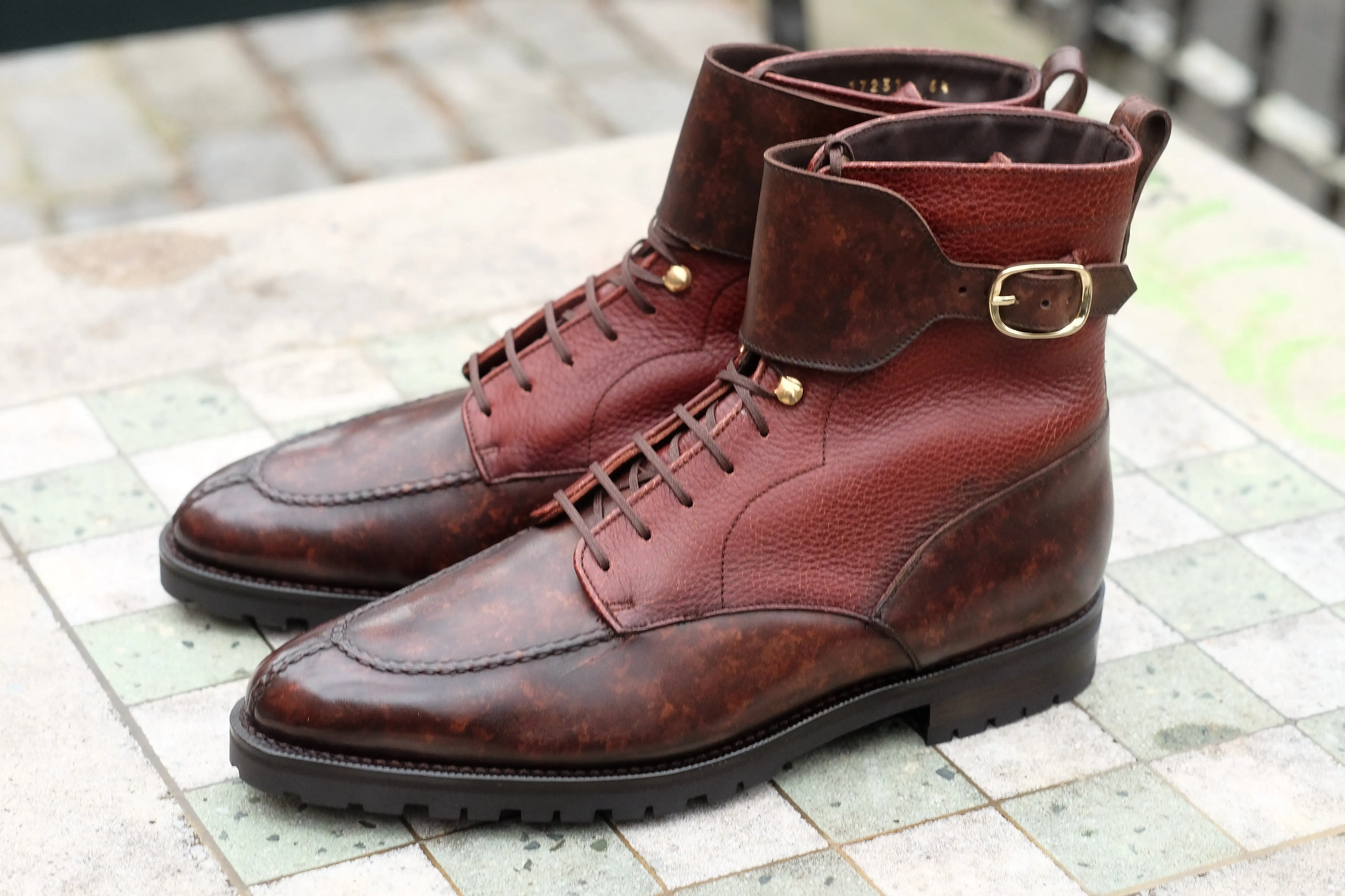 Colville - MTO - Dark Brown Marble Patina / Chestnut Soft Hatch Grain - TMG Last - Commando Sole