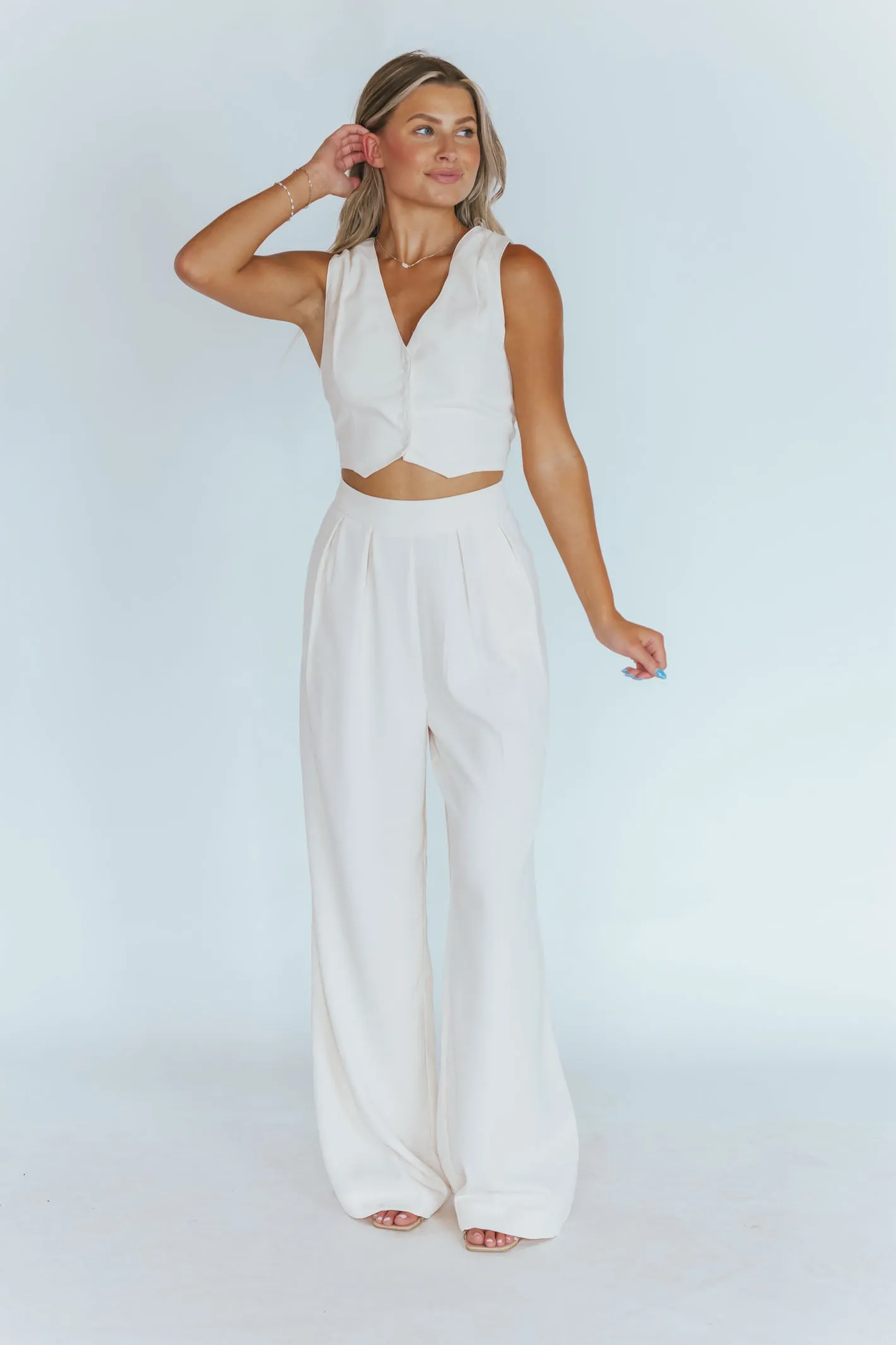 Confidently Chic Ivory Pant Suit Set