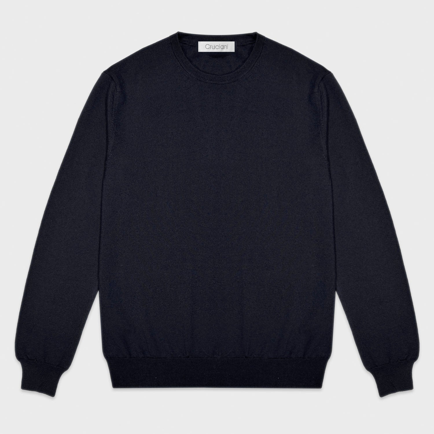 Cruciani Crewneck Merino Wool Sweater Navy Blue