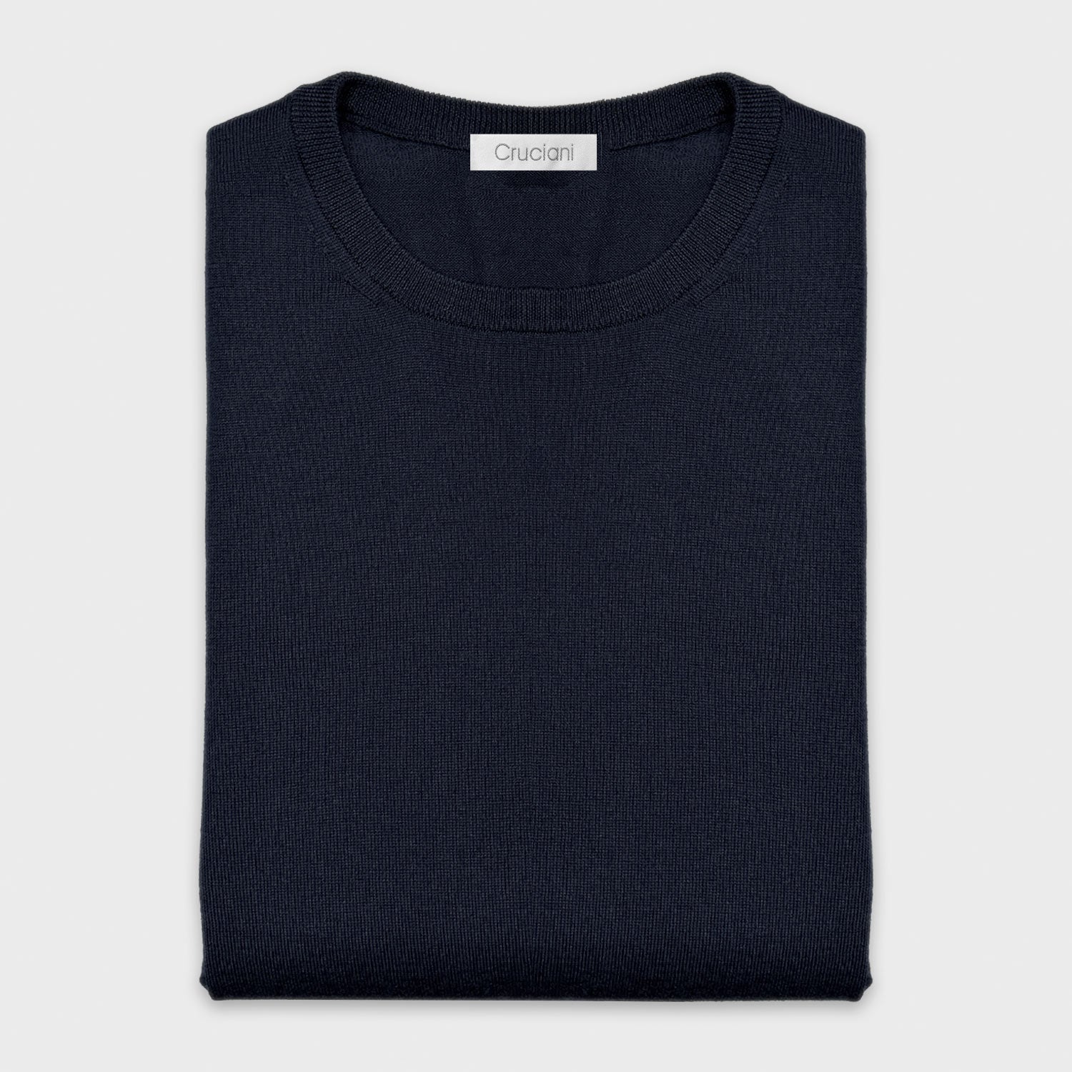 Cruciani Crewneck Merino Wool Sweater Navy Blue