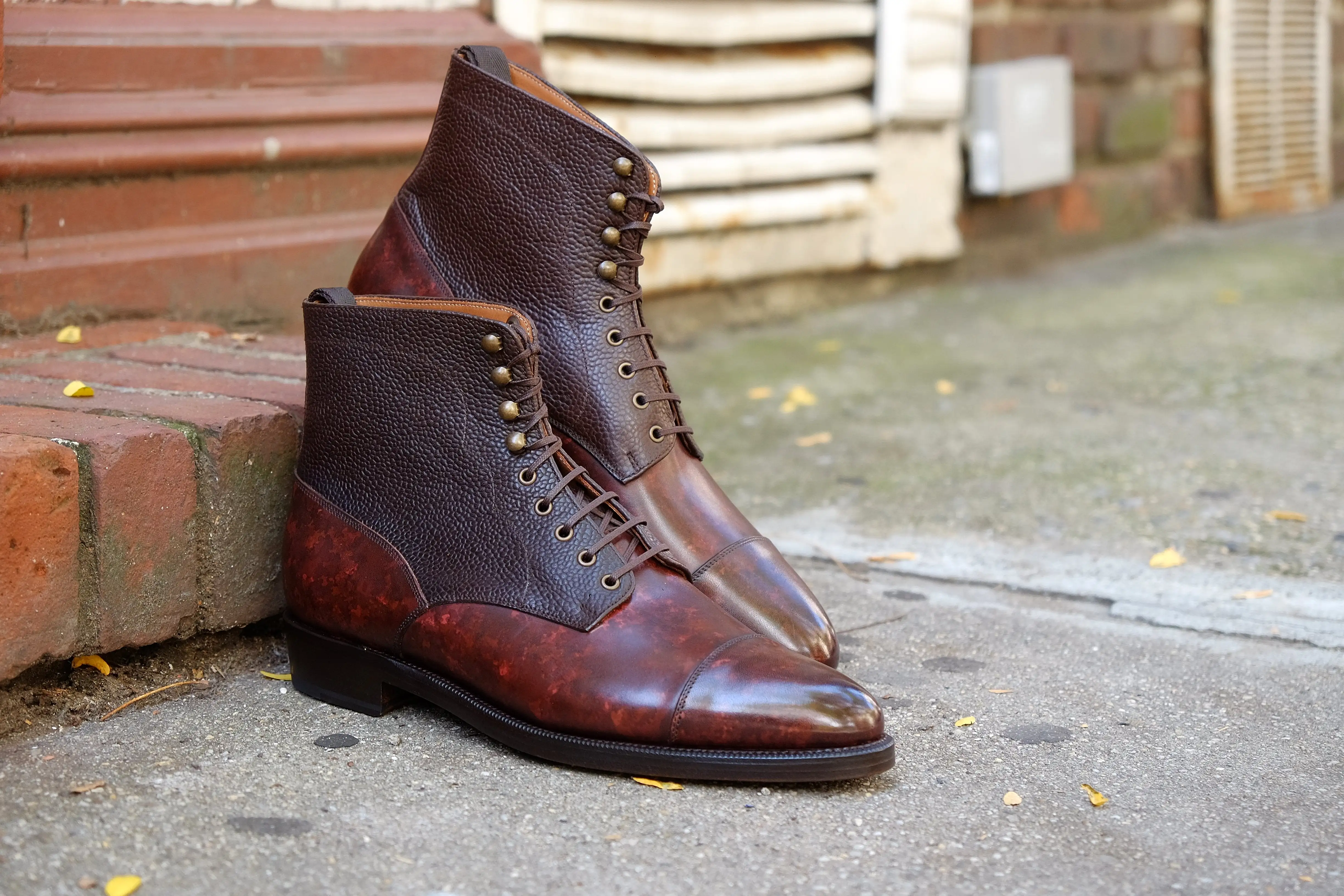 Delridge - MTO - Walnut Marble Patina / Dark Brown Scotch Grain - TMG Last - Double Leather Sole