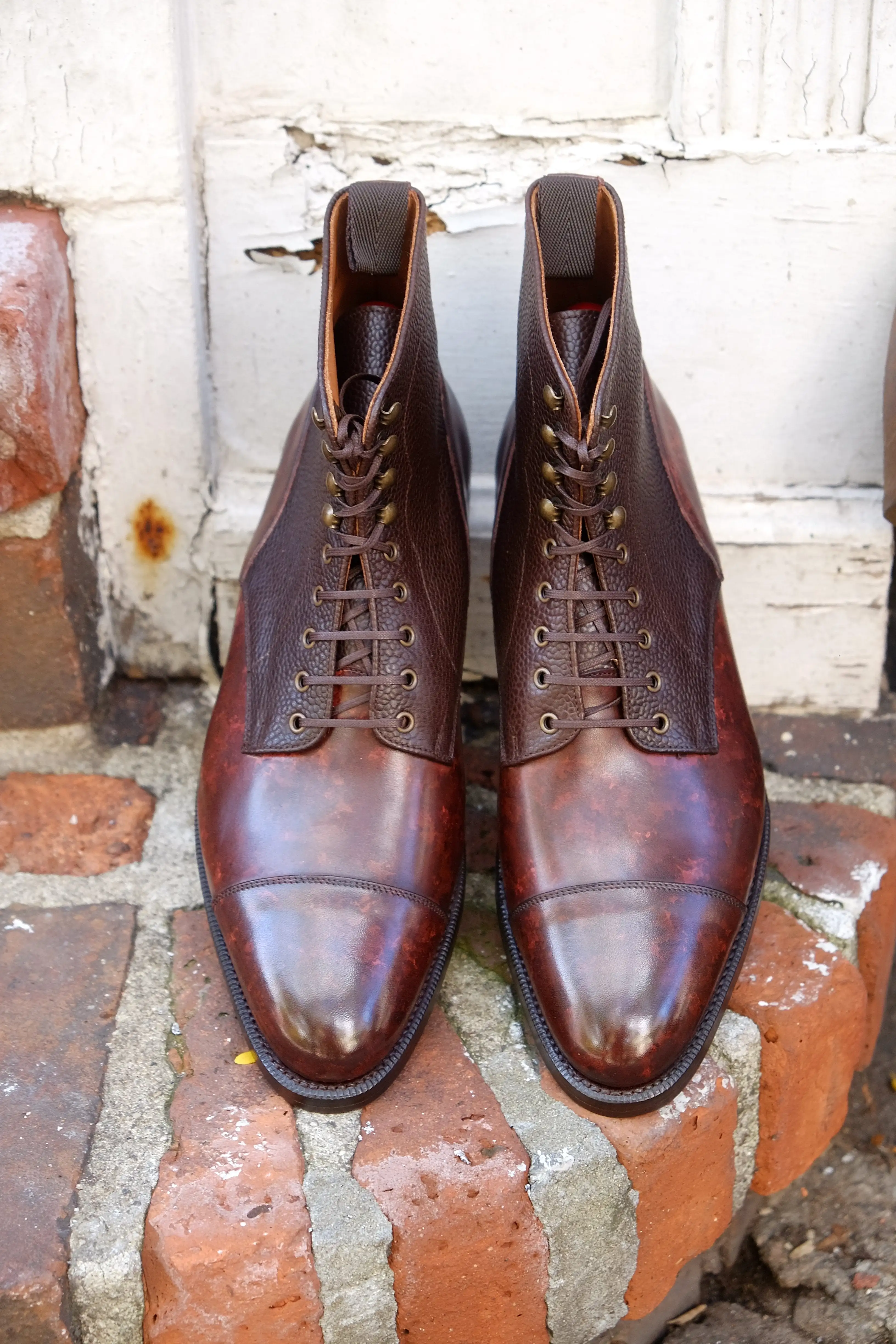 Delridge - MTO - Walnut Marble Patina / Dark Brown Scotch Grain - TMG Last - Double Leather Sole