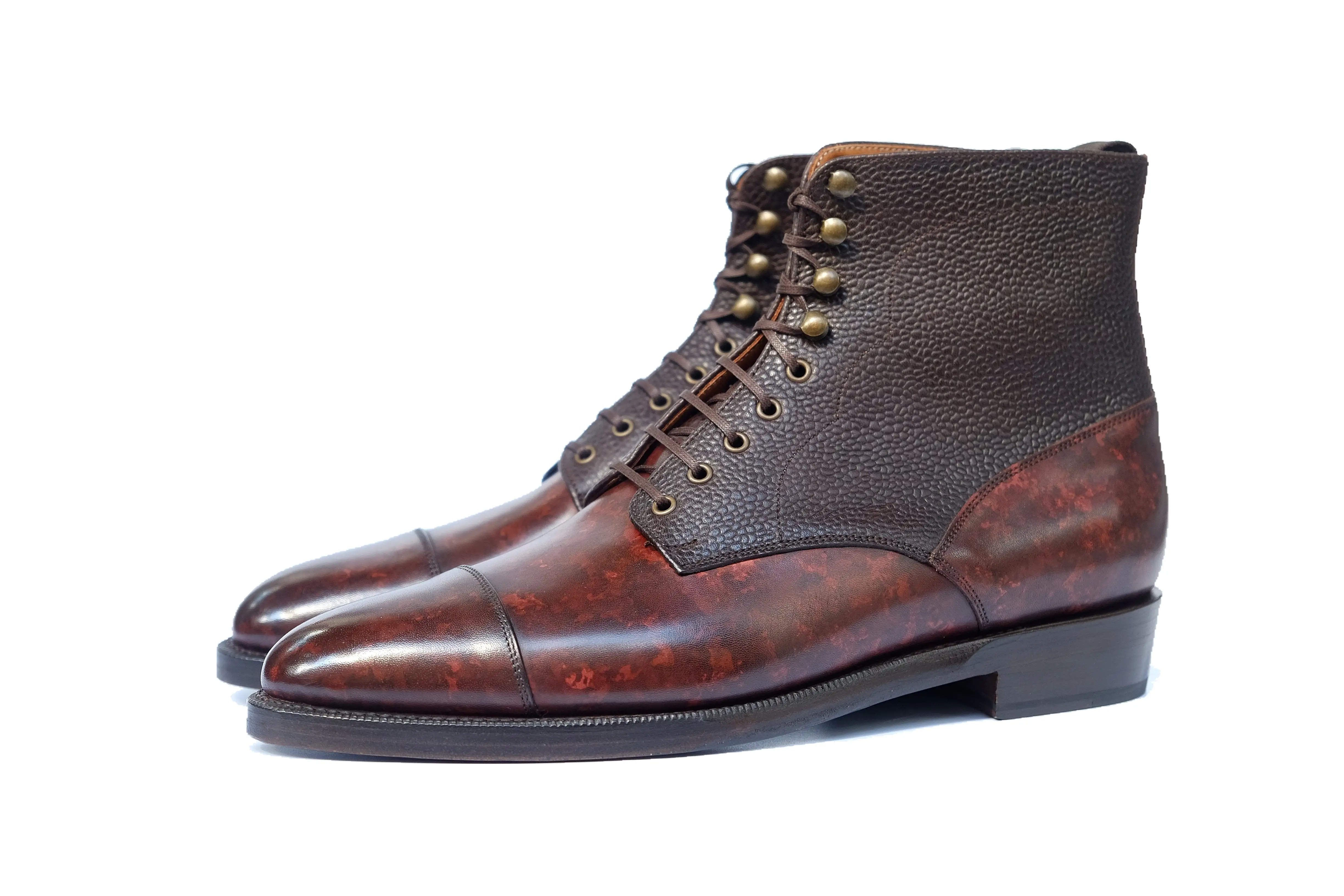 Delridge - MTO - Walnut Marble Patina / Dark Brown Scotch Grain - TMG Last - Double Leather Sole