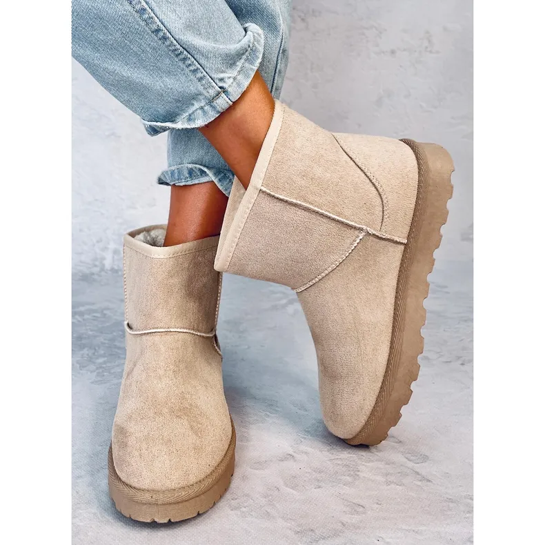 Ensle Beige short snow boots