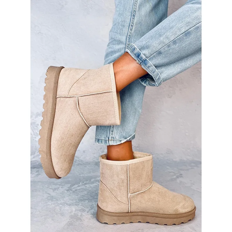 Ensle Beige short snow boots