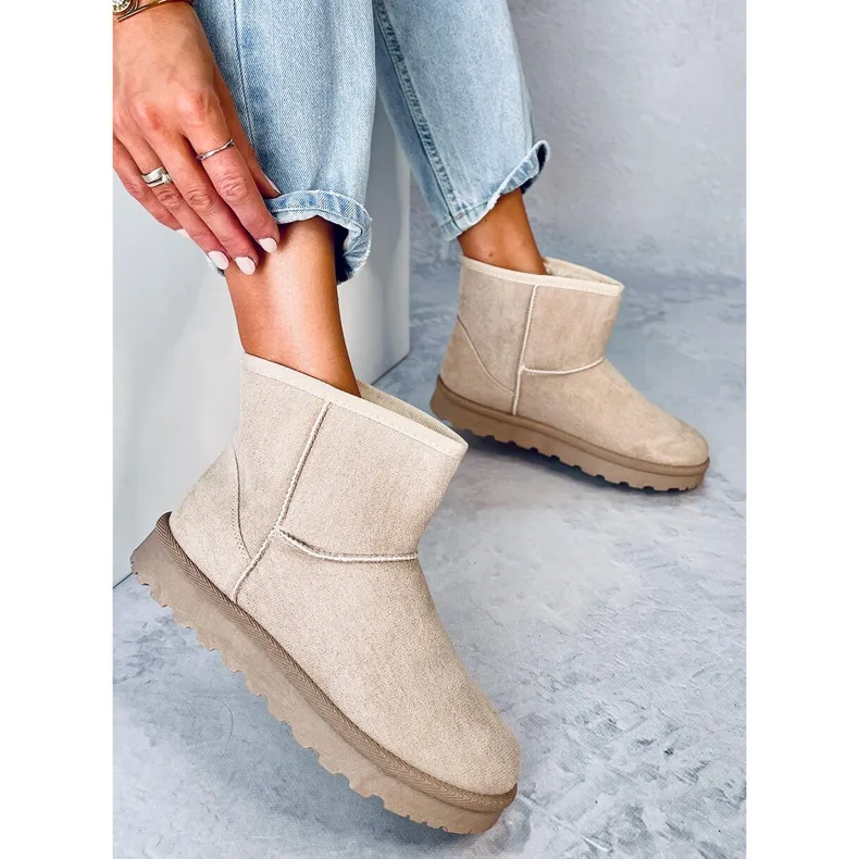 Ensle Beige short snow boots