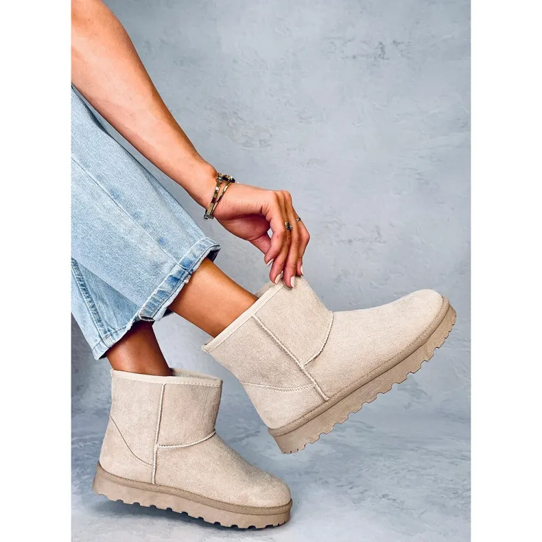 Ensle Beige short snow boots