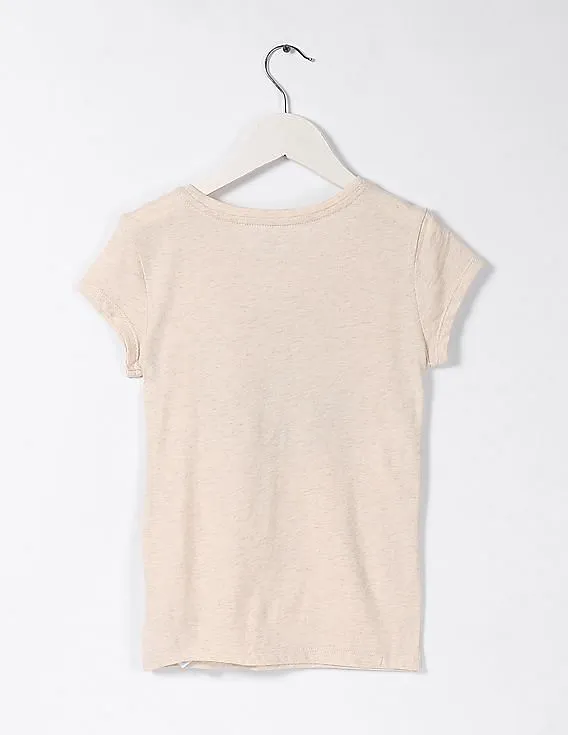 GAP Girls Beige Short Sleeve Graphic Tee