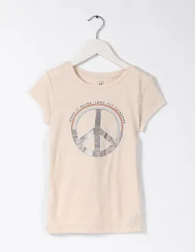 GAP Girls Beige Short Sleeve Graphic Tee