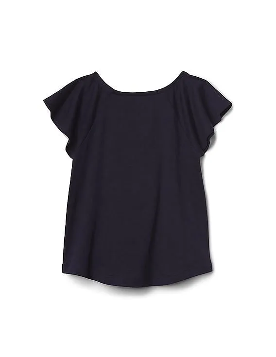 GAP Girls Blue Flutter Sleeve Graphic Tee