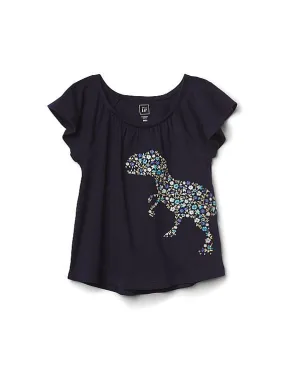 GAP Girls Blue Flutter Sleeve Graphic Tee