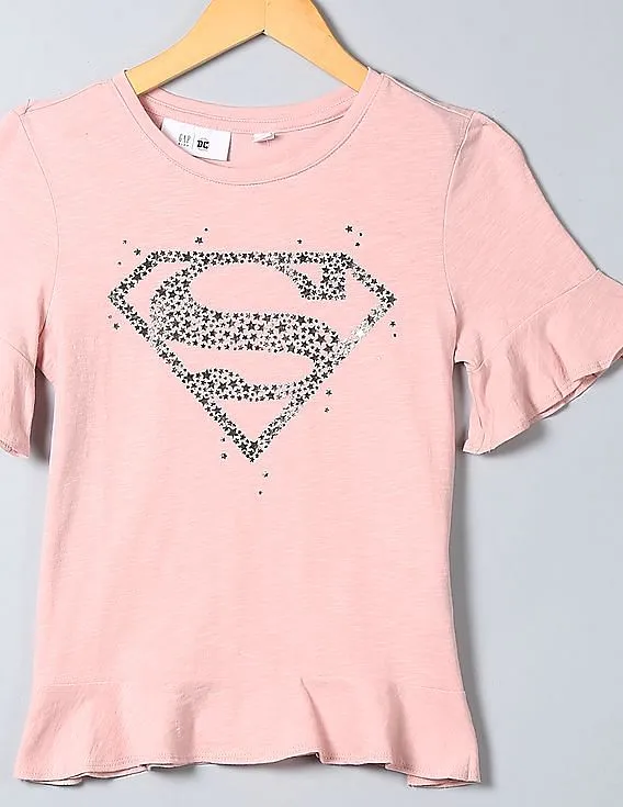 GAP Girls Pink Wonder Woman Graphic T-Shirt