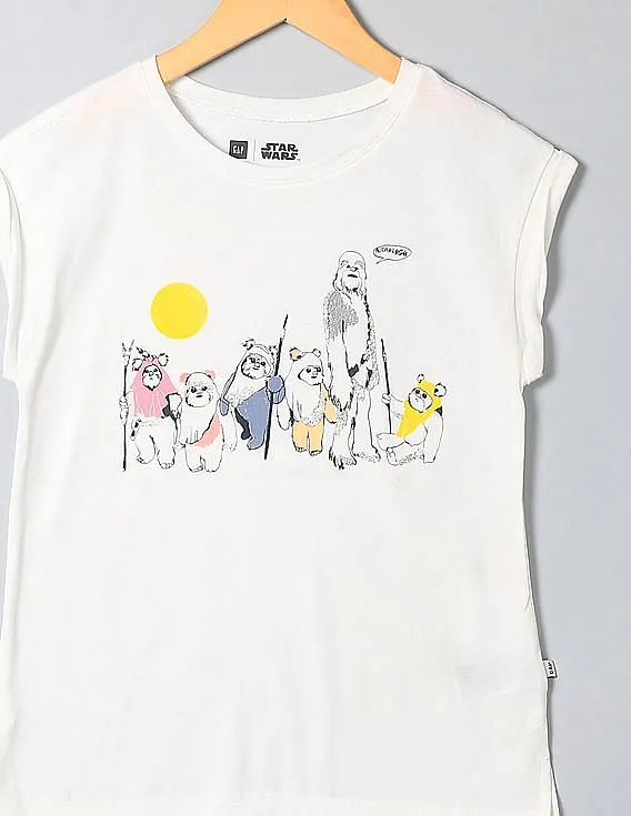 GAP Girls White Star Wars Graphic T-Shirt