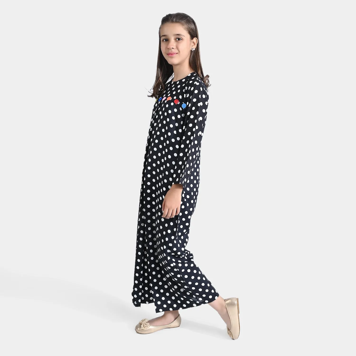 Girls Viscose Jump Suit Circles-BLACK