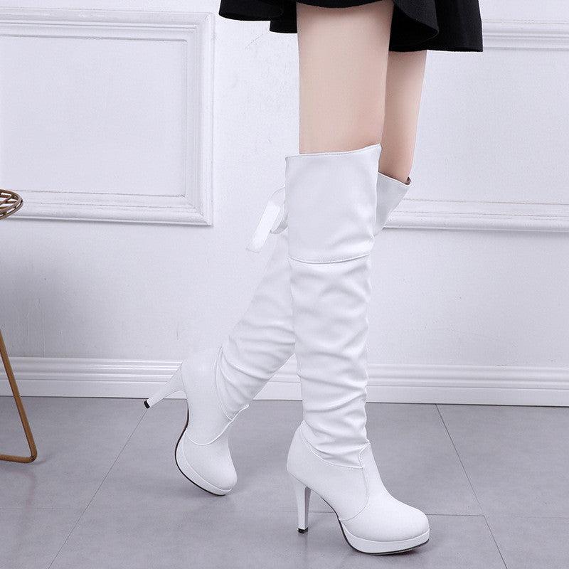 Gothic Knee High Knight Boots With Thick High Heel