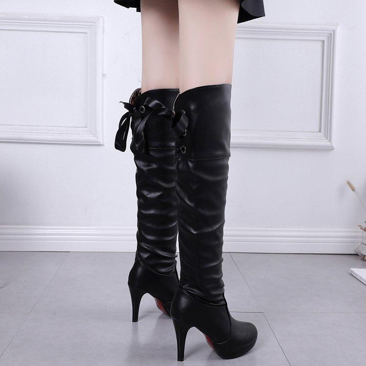 Gothic Knee High Knight Boots With Thick High Heel