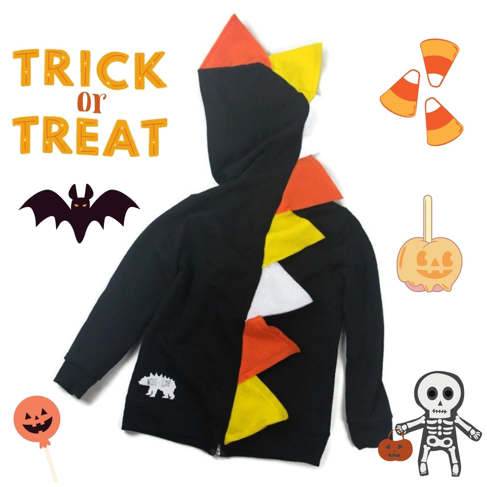 Halloween Dinosaur Hoodie for Babies, Toddlers and Kids - Candy Corn