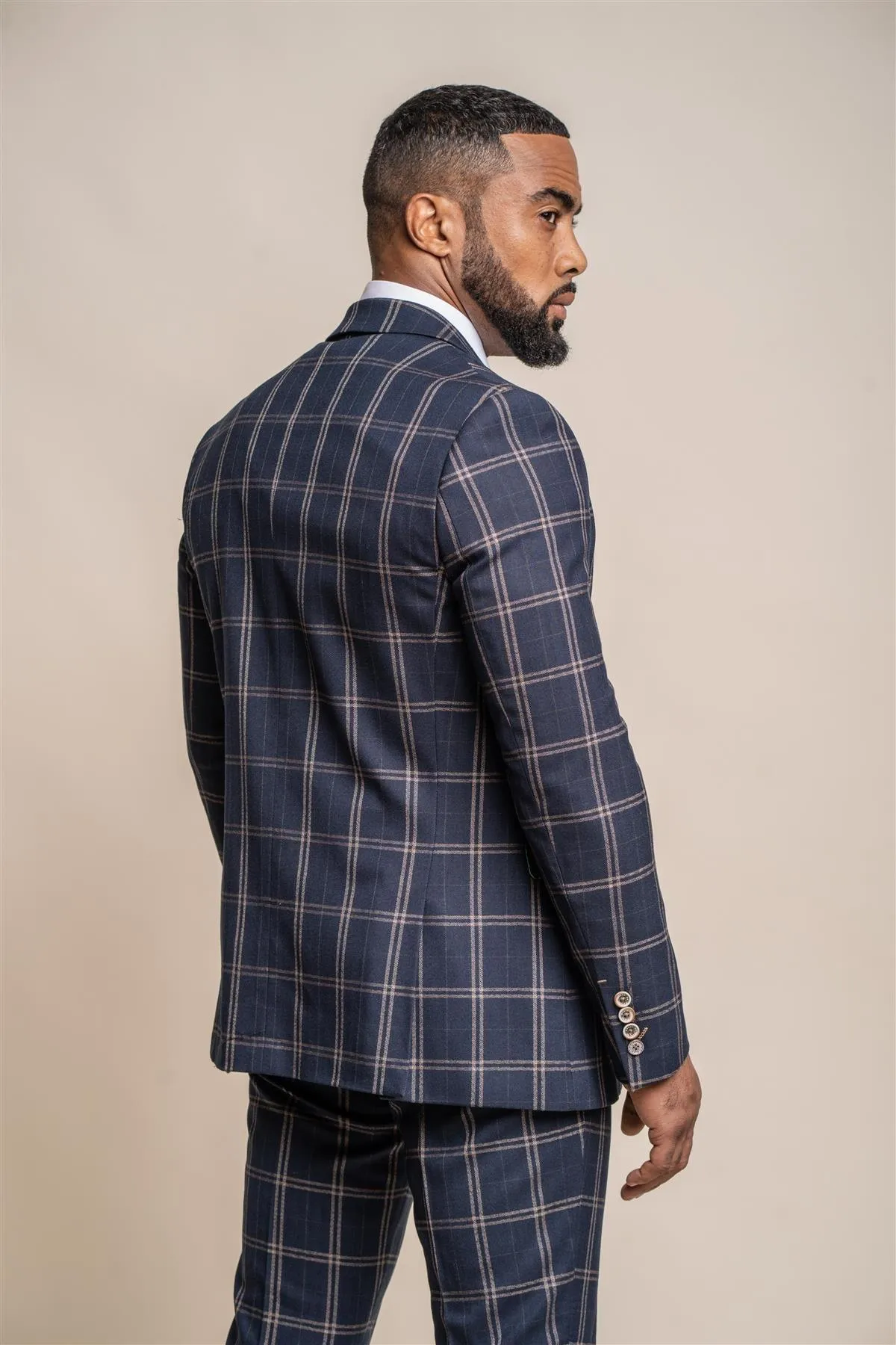 Hardy Navy Check Three Piece Suit