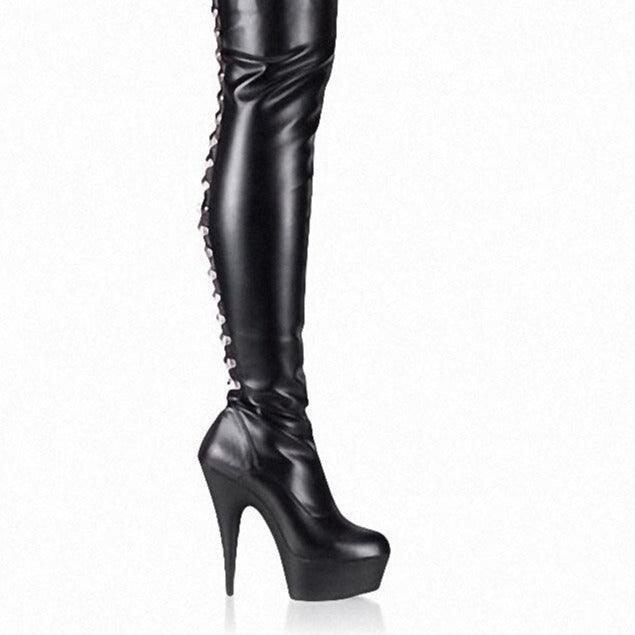 High Heel Long Over The Knee Boots Lace Up Black Gothic Luxury Pole Dance Boots