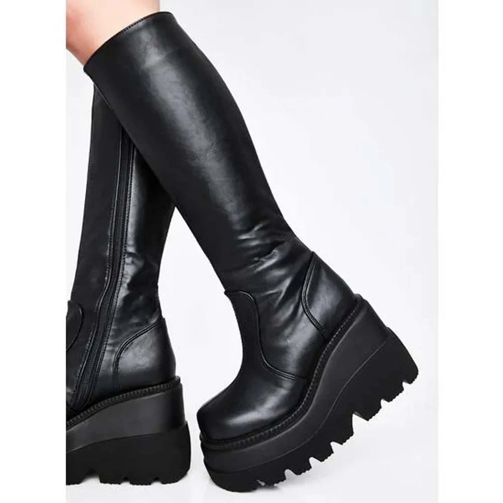 High Heels Thigh High Boots Black Platform Gothic Cosplay Boots For Women