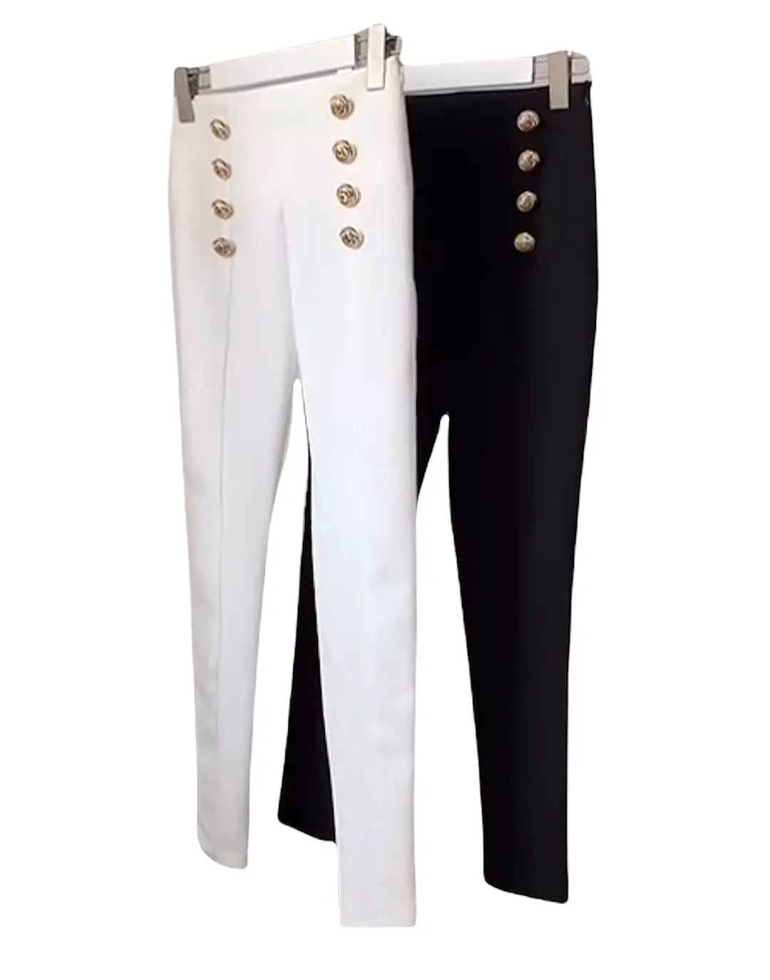 High Waisted Gold Button Pants