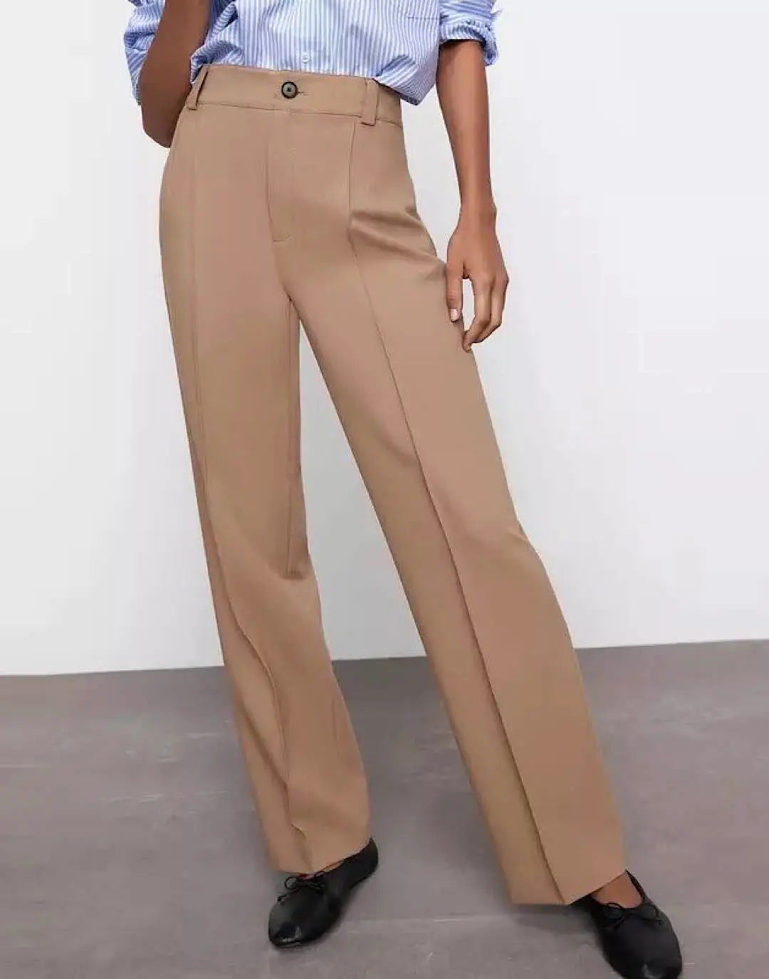 High Waisted Straight Cut Pants