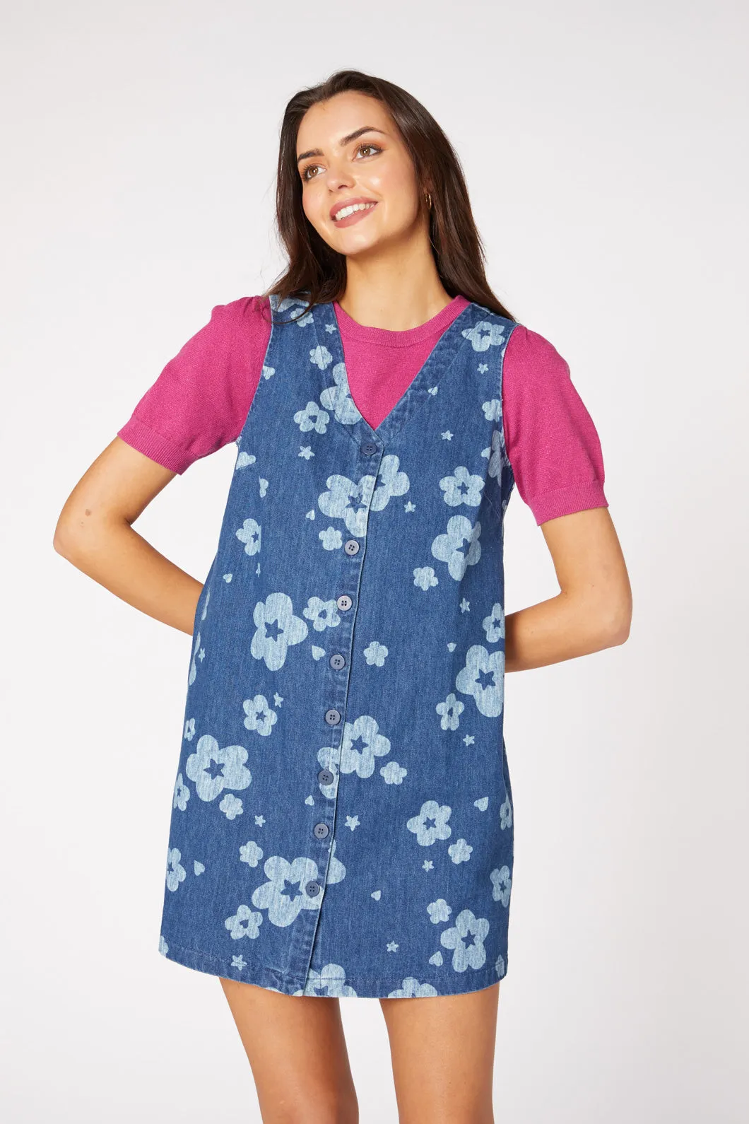 Indigo Starry Flower Pinny