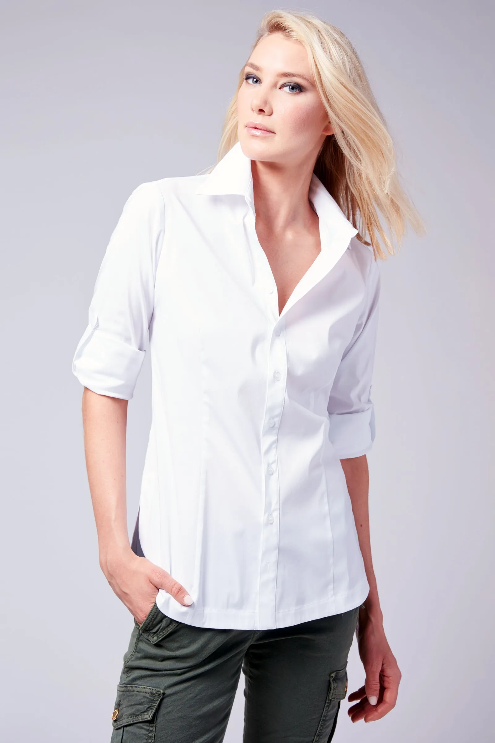 Joey White Silky Poplin Blouse