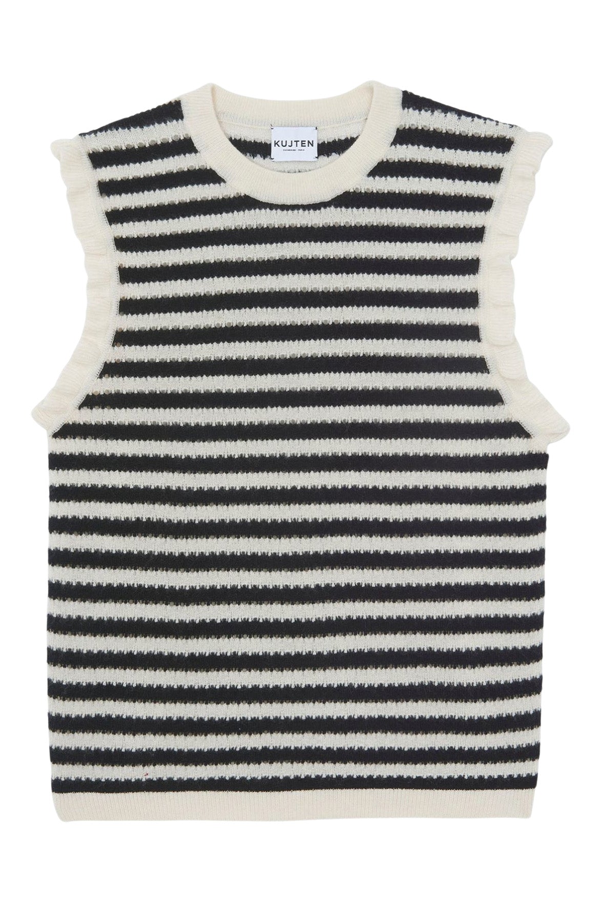 Kujten Bao Round Neck Sleeveless Cashmere Sweater Vest in Blanc