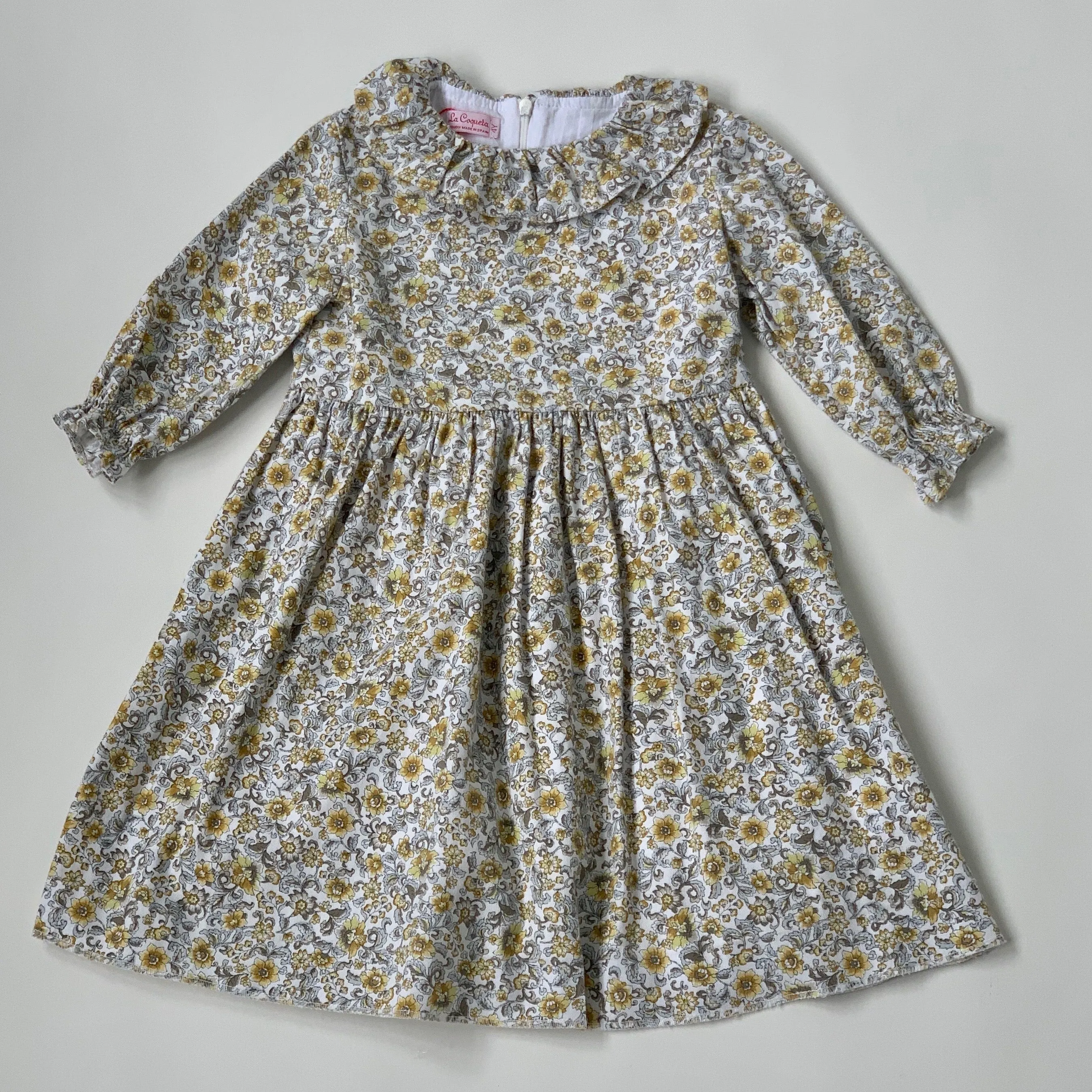 La Coqueta Yellow Toned Floral Dress With Frill Collar: 4 Years