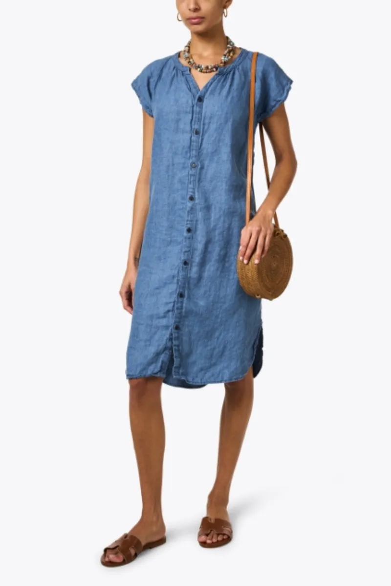 Lucy Twill Indigo Linen Dress